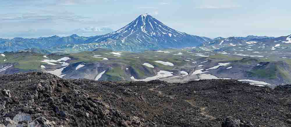 92 - Rusia - Kamchatka - panoramica desde el crater del volcan Gorely